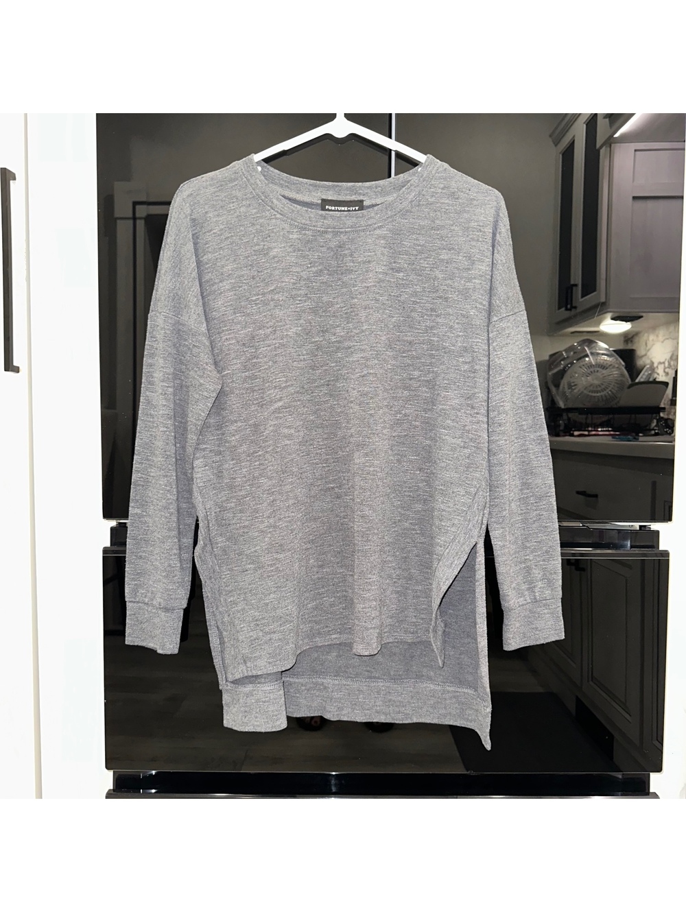 Fortune + Ivy Women’s M Gray Long Sleeve Tunic Top